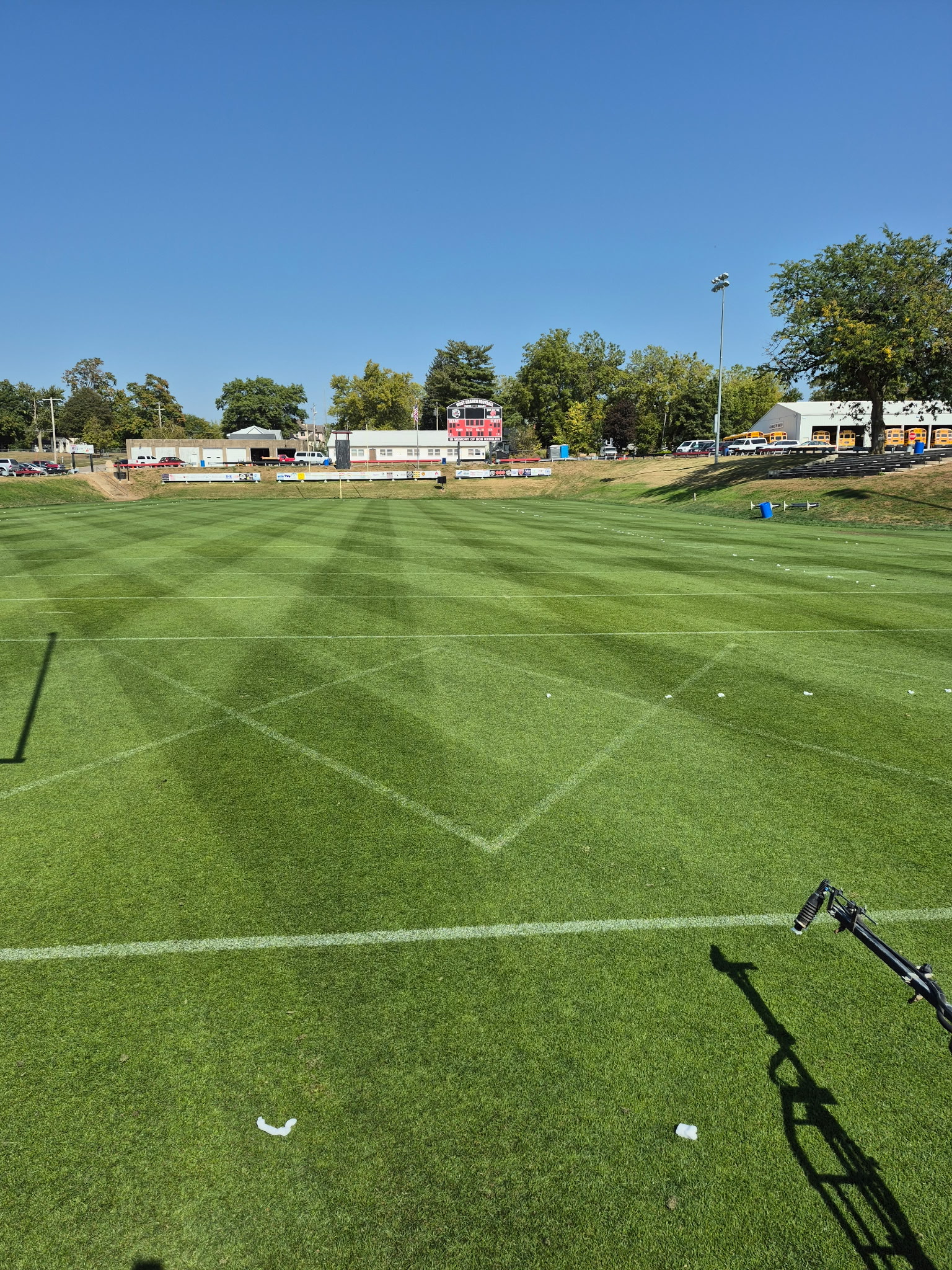 Striped football field